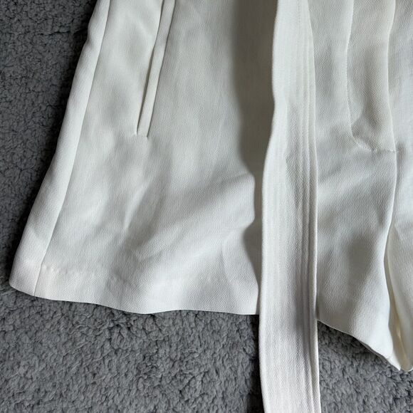 1. STATE The Fleur Ivory Textured Crepe Tie Waist Short Size 12 - Picture 5 of 14